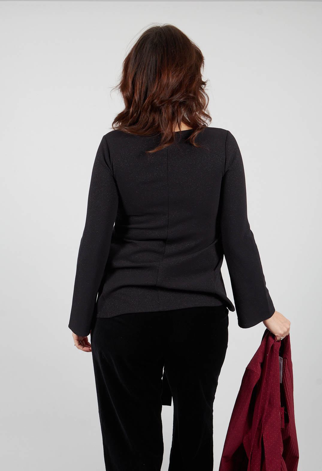 Long Sleeve Top with Gold Sparkle in Black
