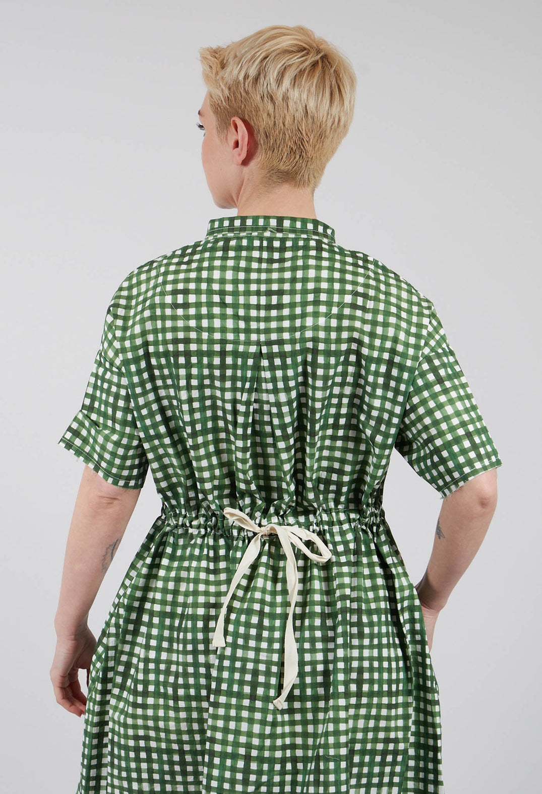Deborah Printed Dress in Green Check