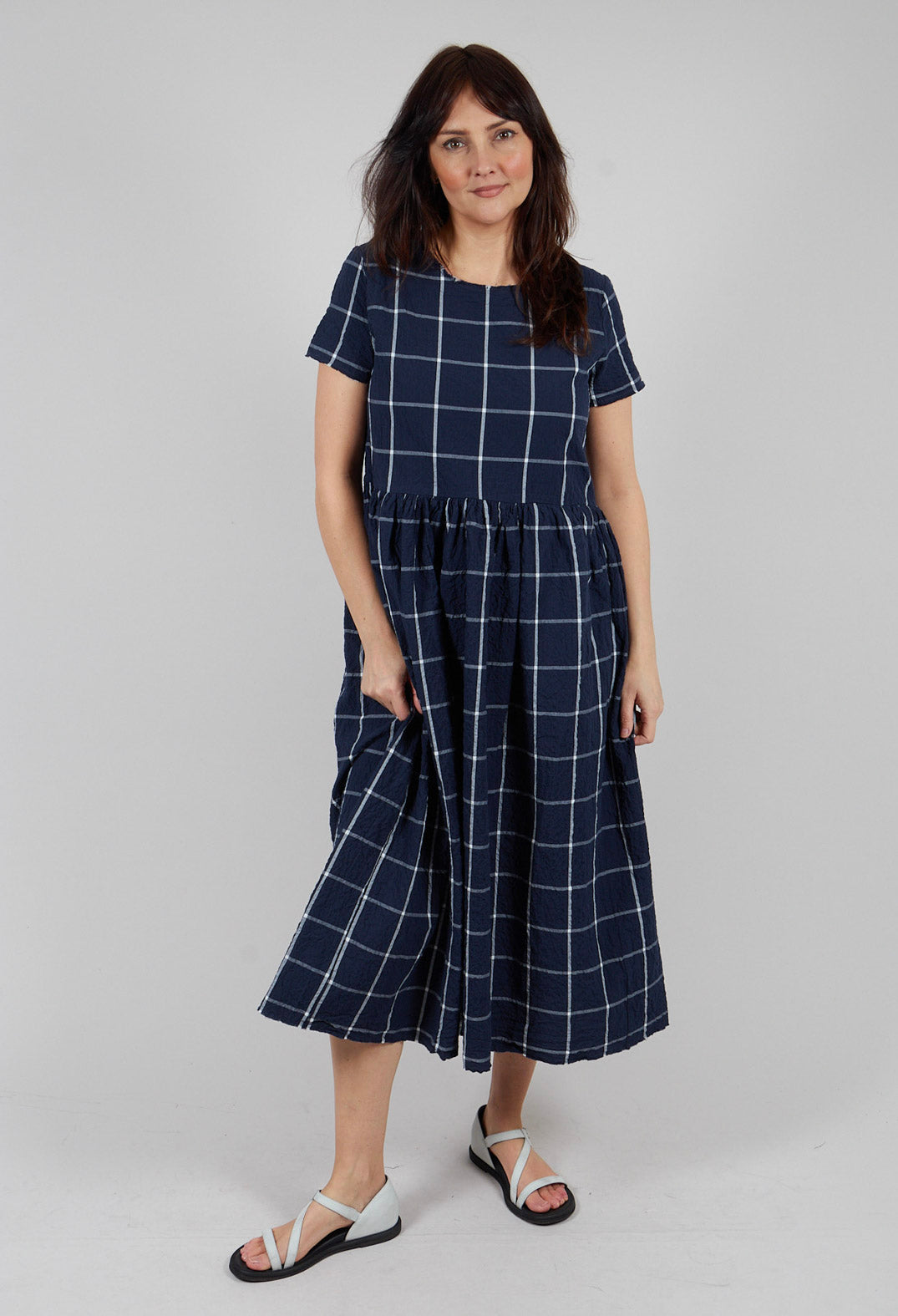 Demi Dress in Navy Check