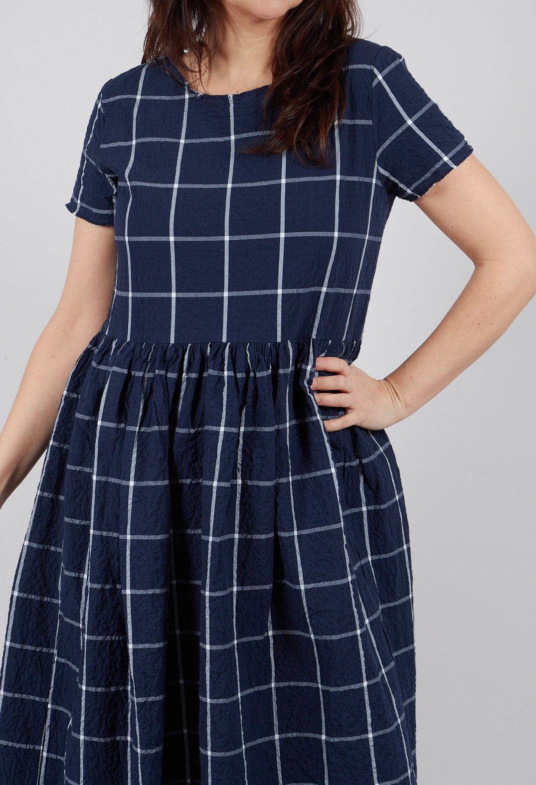 Demi Dress in Navy Check