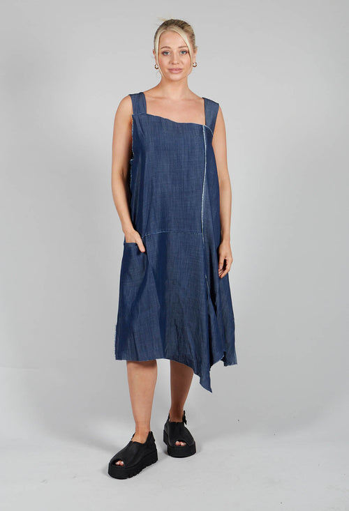 Denim Asymmetric Dress in Blue