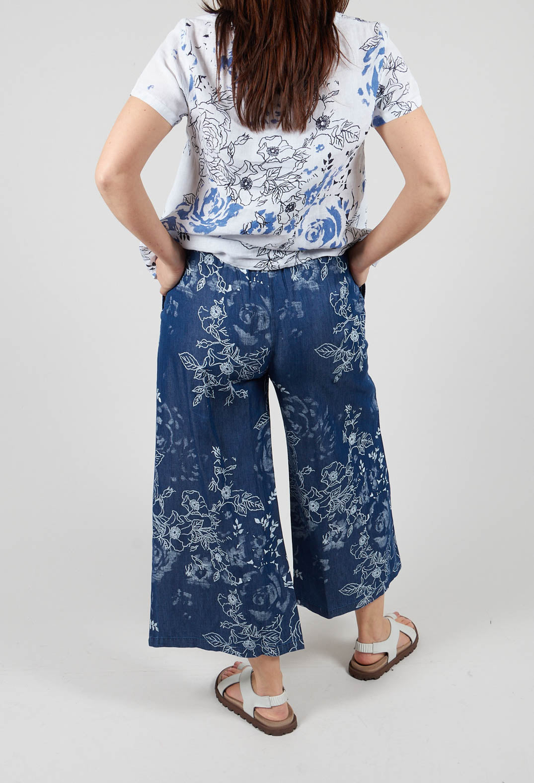 Denim Look Patterned Trouser in Dark