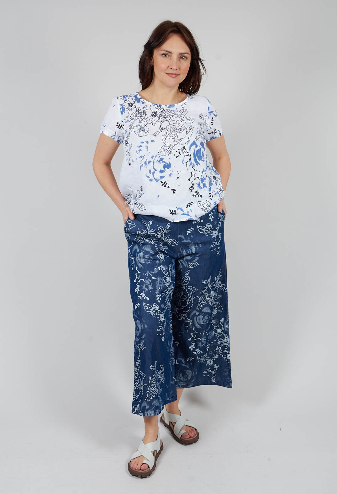 Denim Look Patterned Trouser in Dark