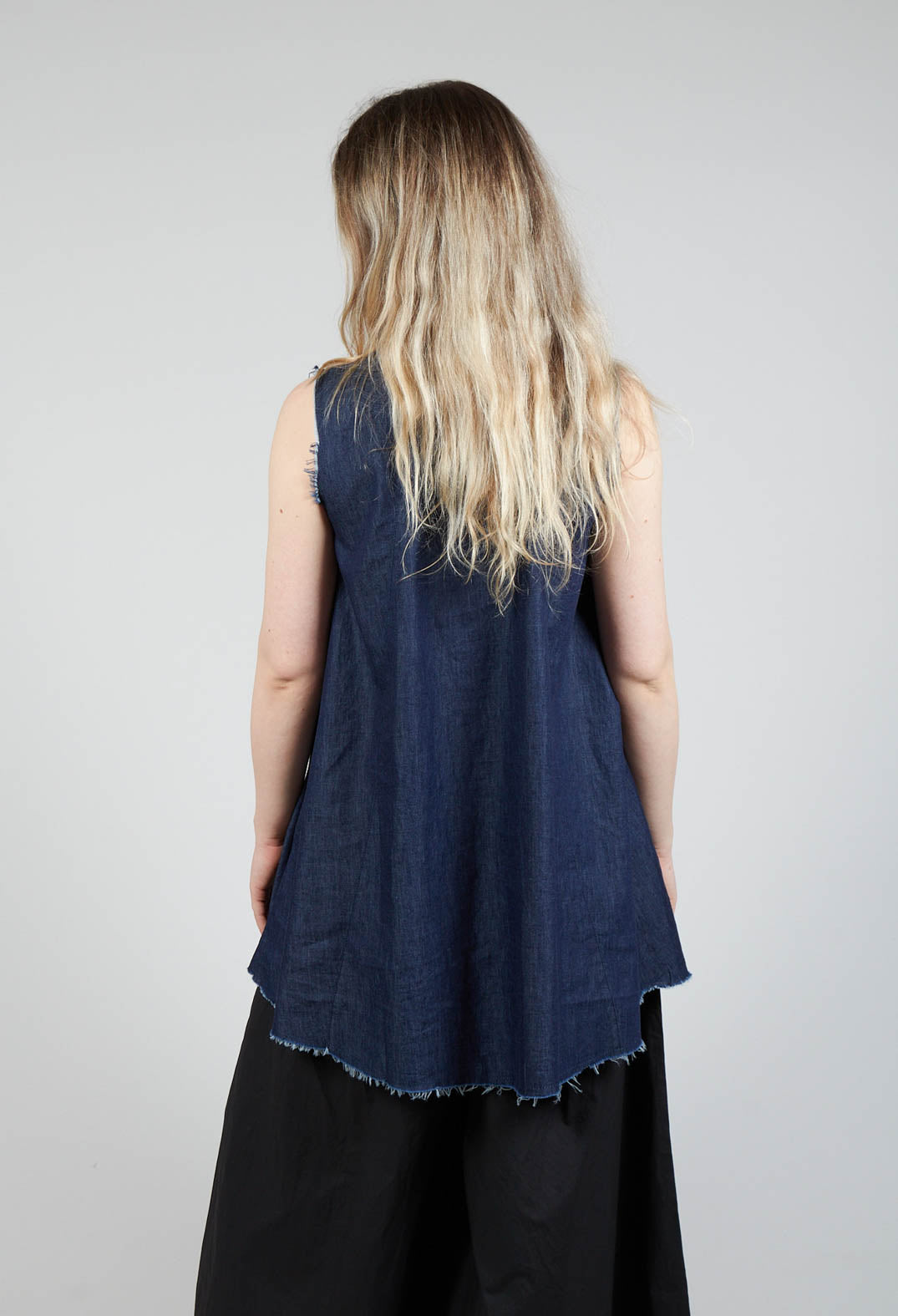 Denim Sleeveless Shirt in Indigo