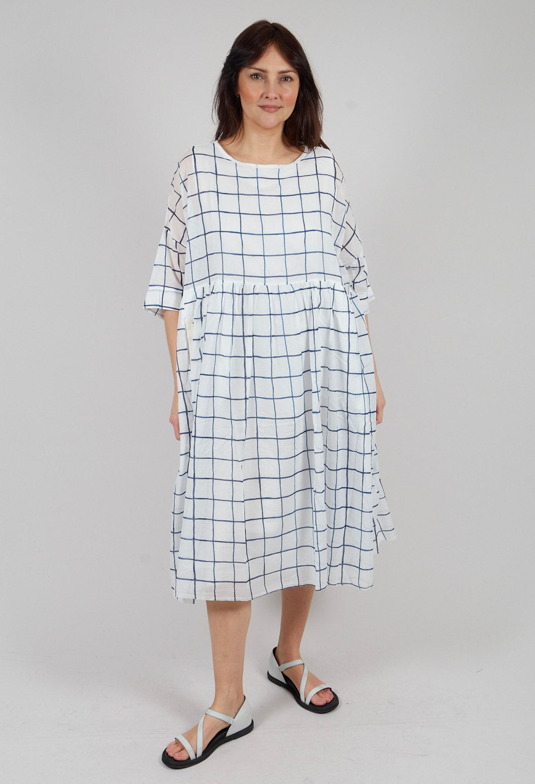 Dennelle Printed Dress in Blue Check