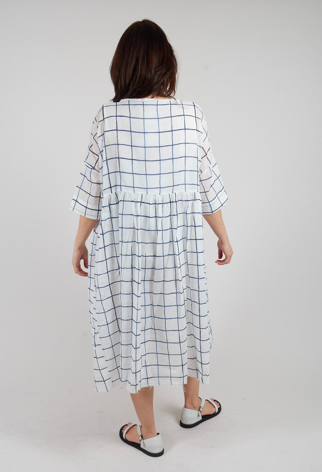Dennelle Printed Dress in Blue Check