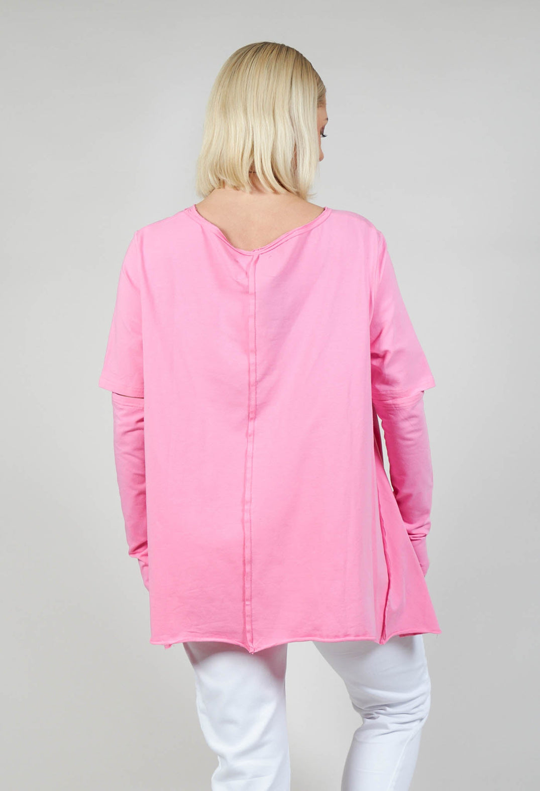 Detached Sleeve T-shirt in Mid-Pink