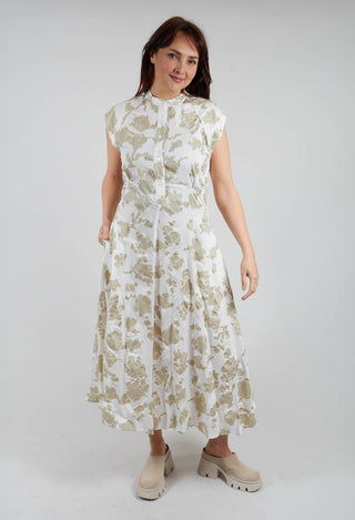 Diana Dress with Seersucker Print in Cafe Au Lait