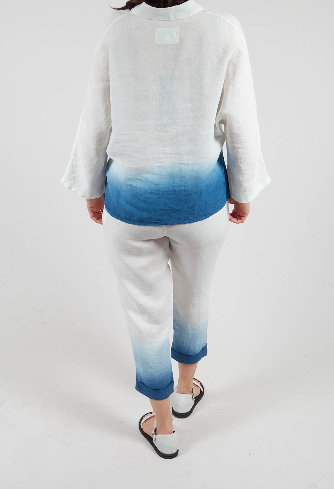 Dip Dyed Geisha Pants in White and Blue