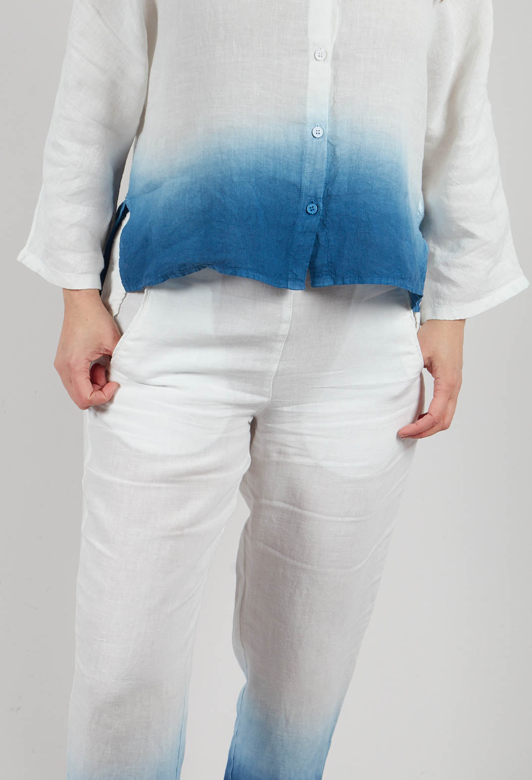 Dip Dyed Geisha Pants in White and Blue