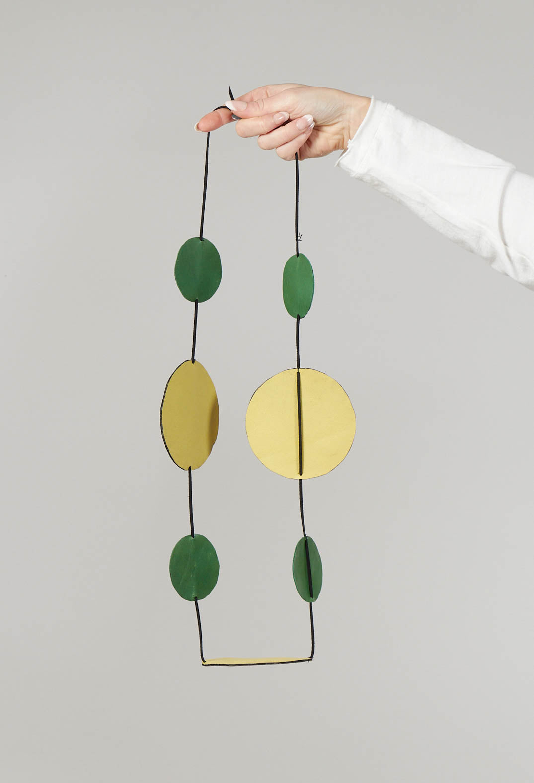 Disc Necklace in Lime with Green Pois