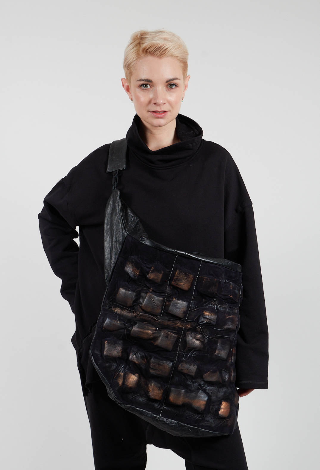 Dominus Square Textured Bag in Black