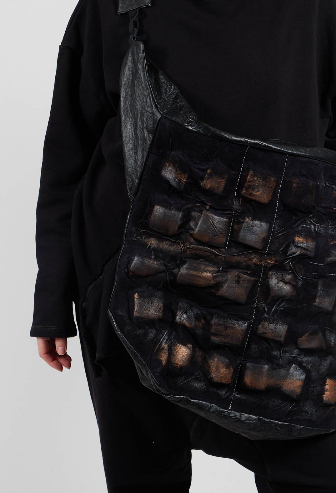 Dominus Square Textured Bag in Black