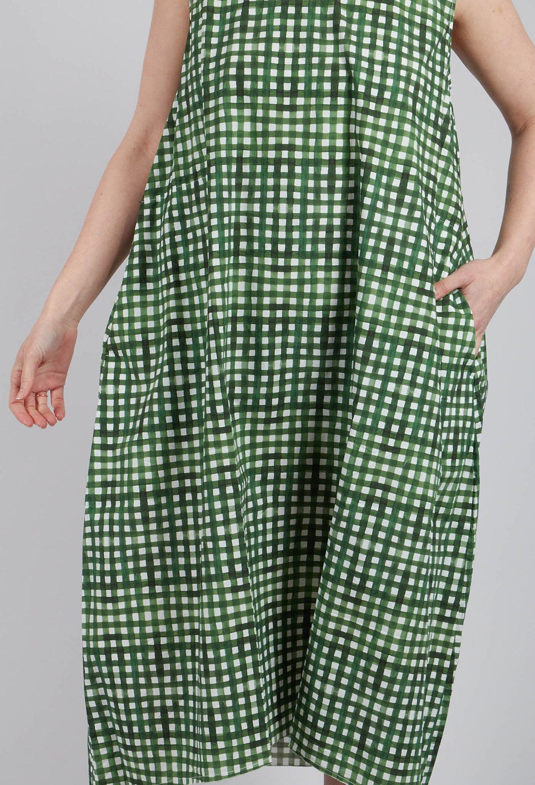 Doris Printed Dress in Green Check