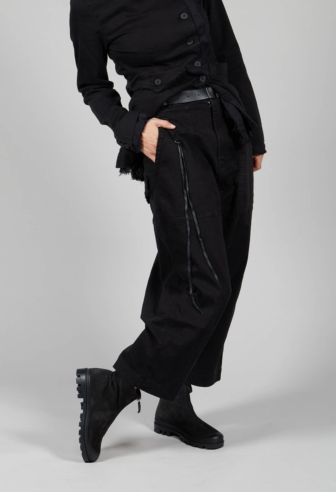 Double Belted Trousers in Black