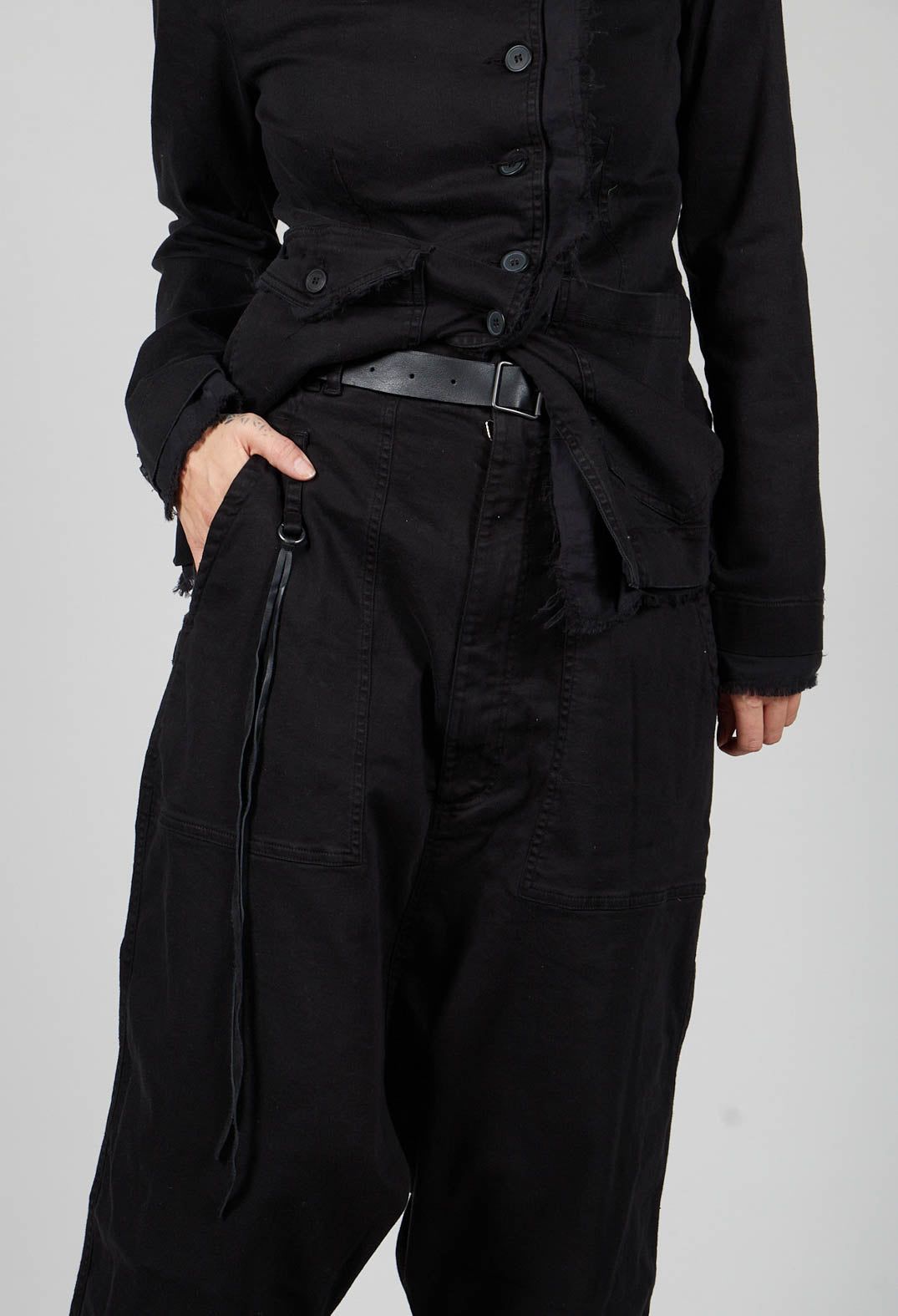 Double Belted Trousers in Black