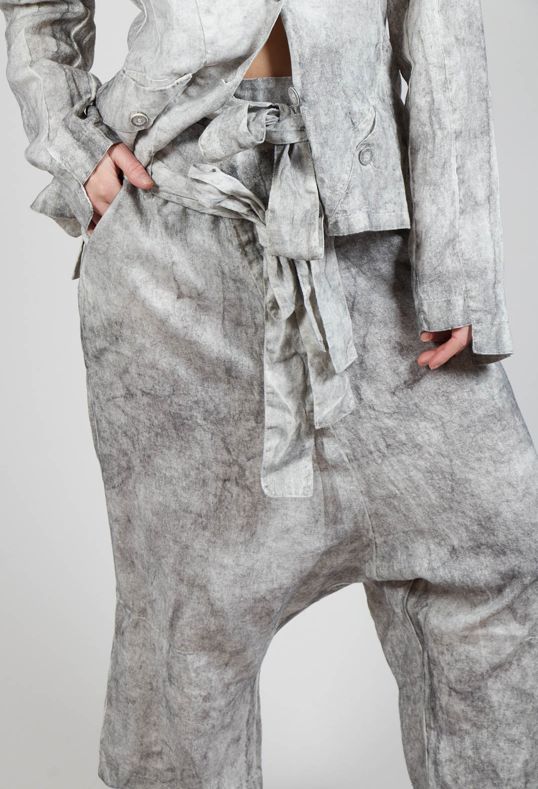 Double Belted Trousers in Dark Marble