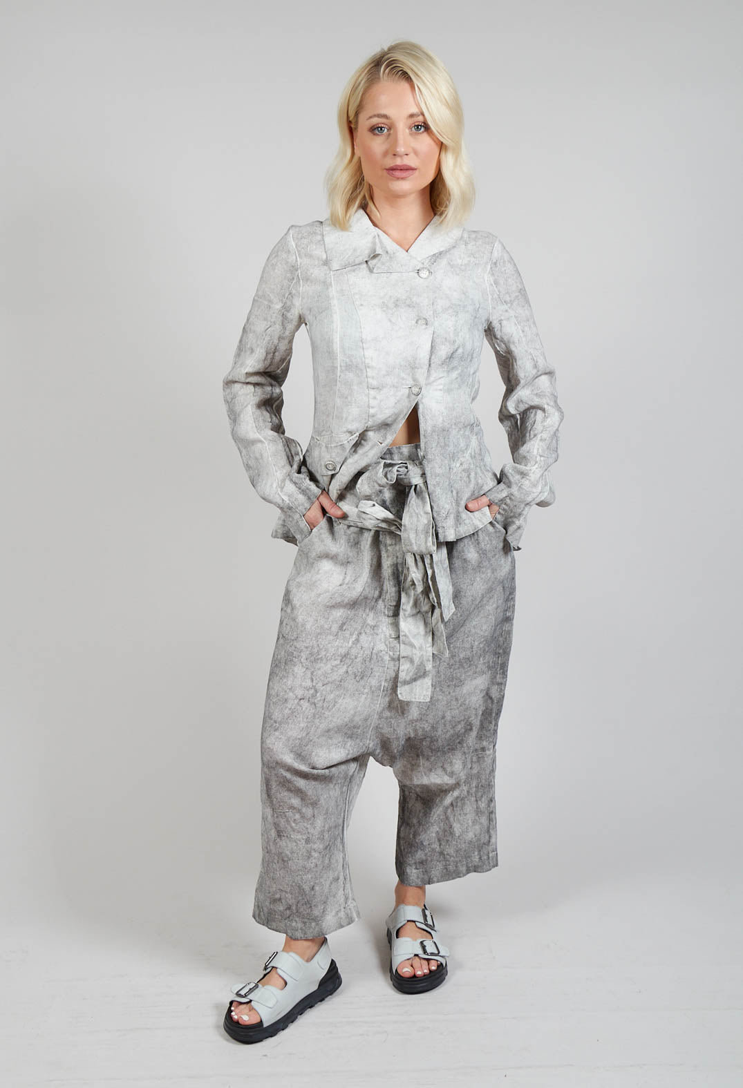 Double Belted Trousers in Dark Marble