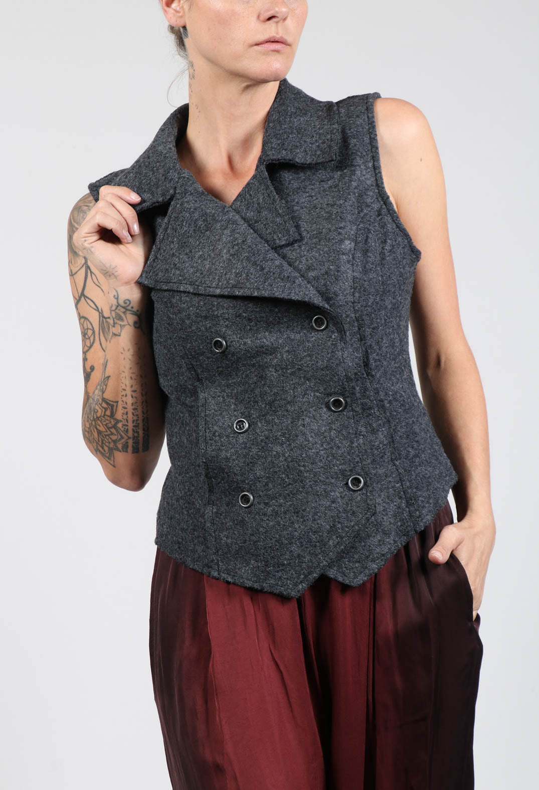 Double Breasted Gilet in Panno Antracite