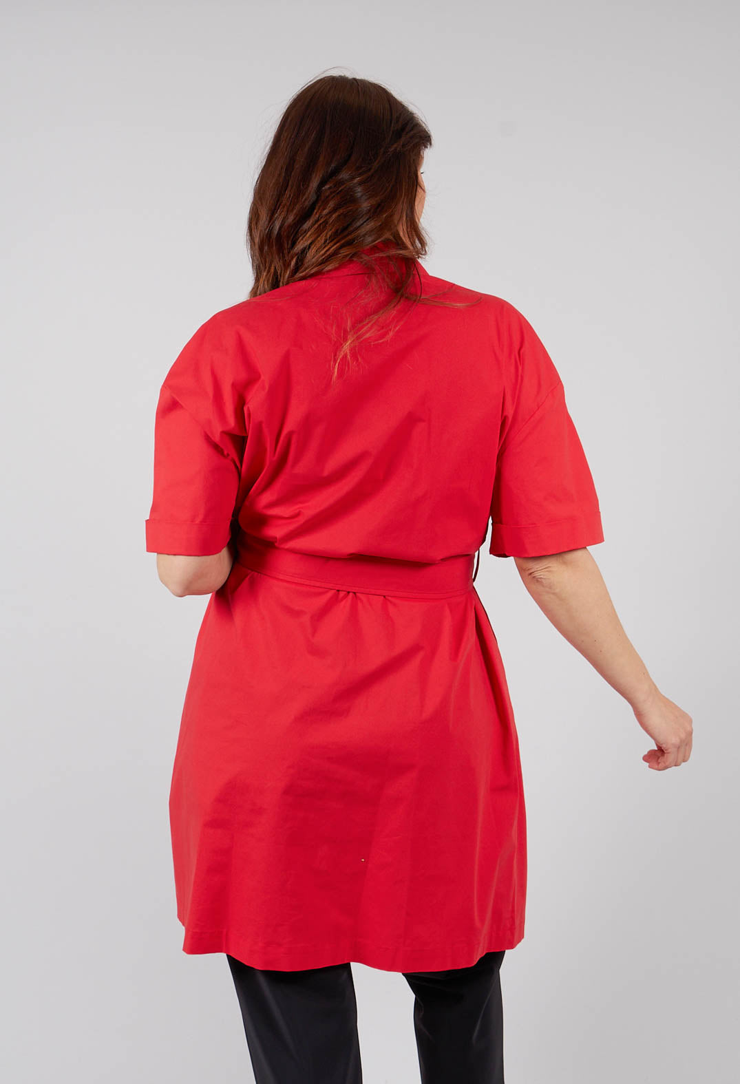 Double Breasted Shirt Dress in Poppy Red