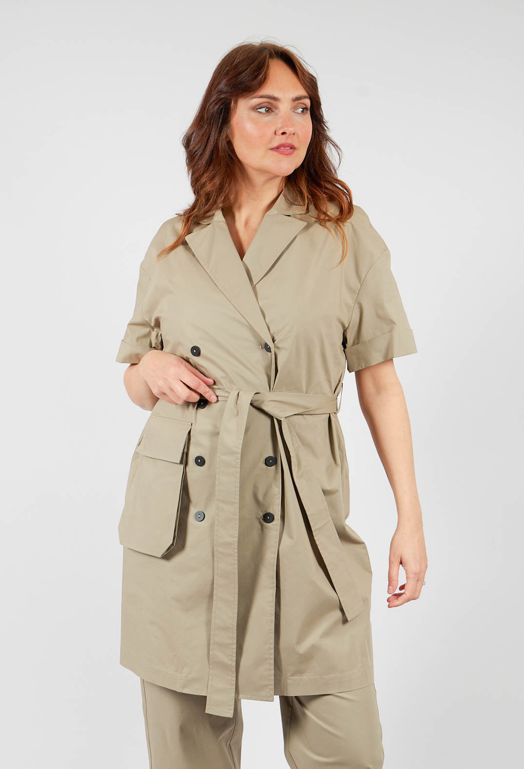 Double Breasted Shirt Dress in Taupe