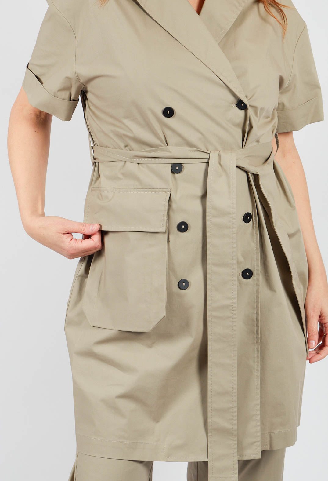 Double Breasted Shirt Dress in Taupe