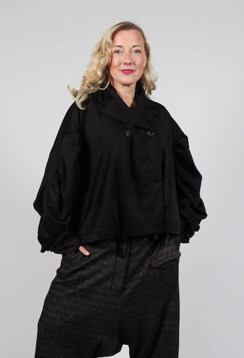 Double Brested Cropped Jacket in Espresso Print