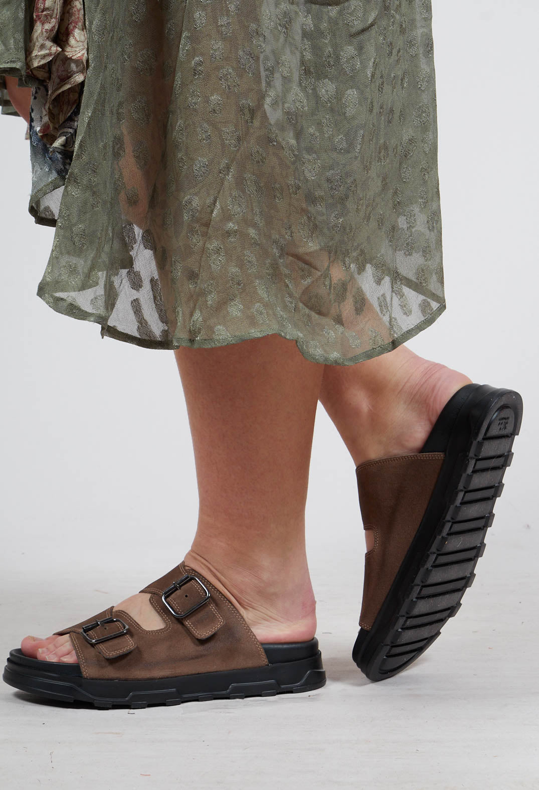 Double Buckle Sandals in London Taupe