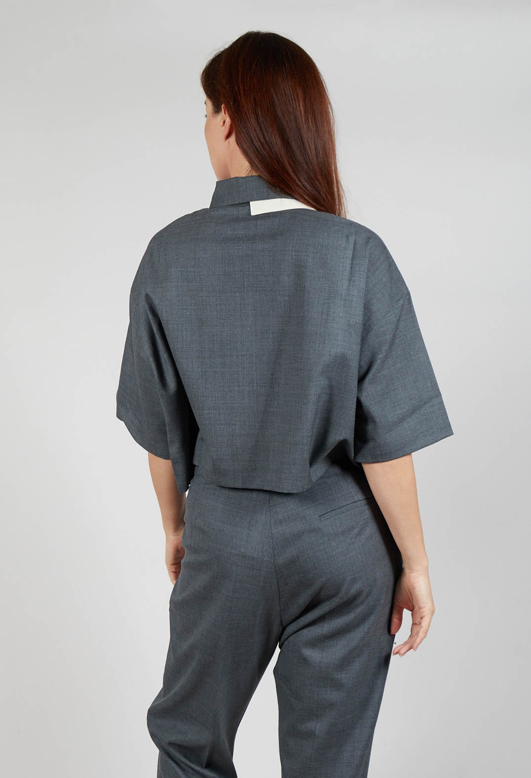 Double Collar Shirt in Grey Blue