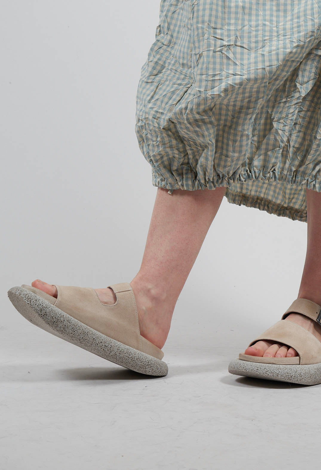 Double Strap Flat Sandal in London Magnolia