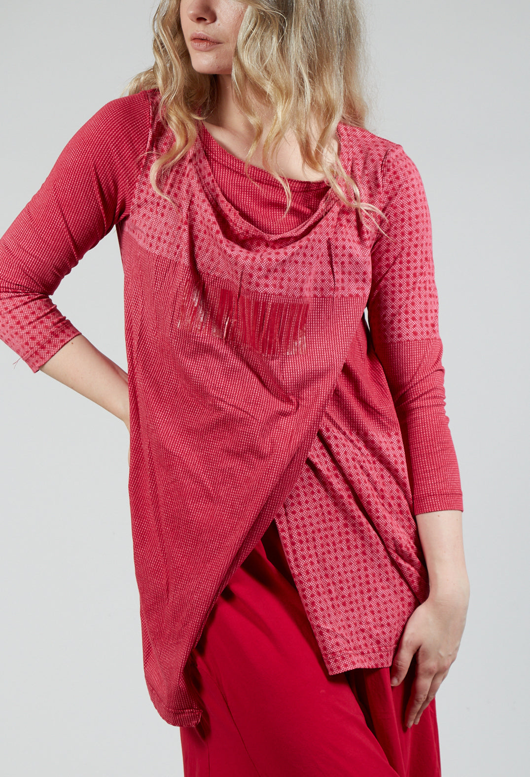 Draped Jersey Top in Chili Print