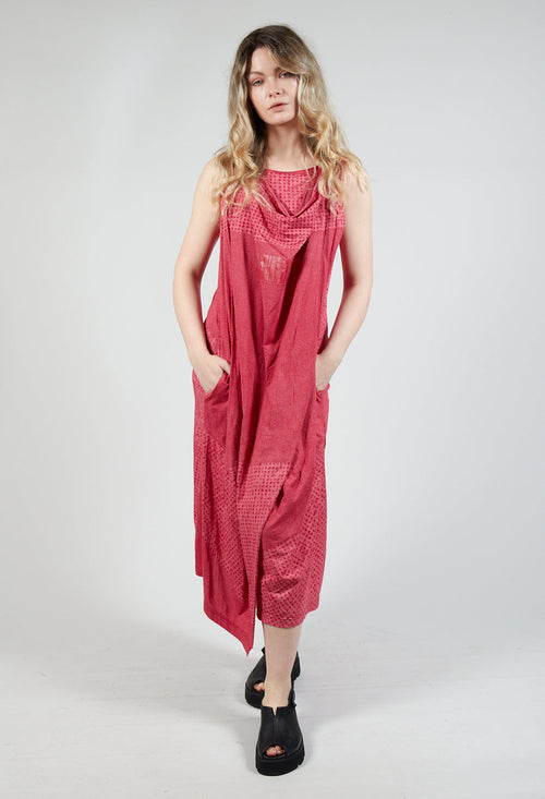 Draped Sleeveless Jersey Dress in Chili Print