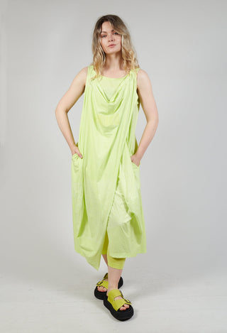 Draped Sleeveless Jersey Dress in Sun Print
