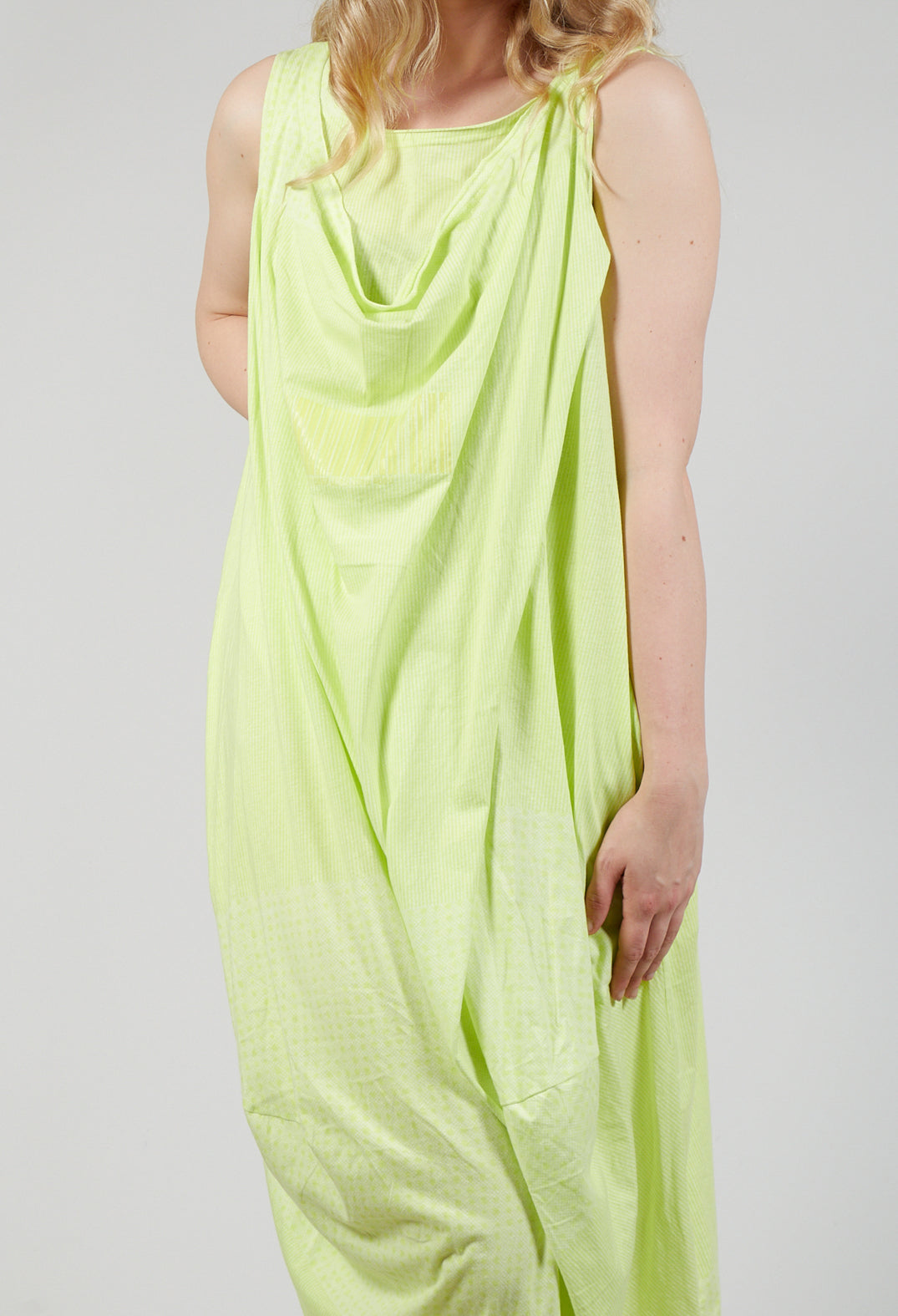 Draped Sleeveless Jersey Dress in Sun Print
