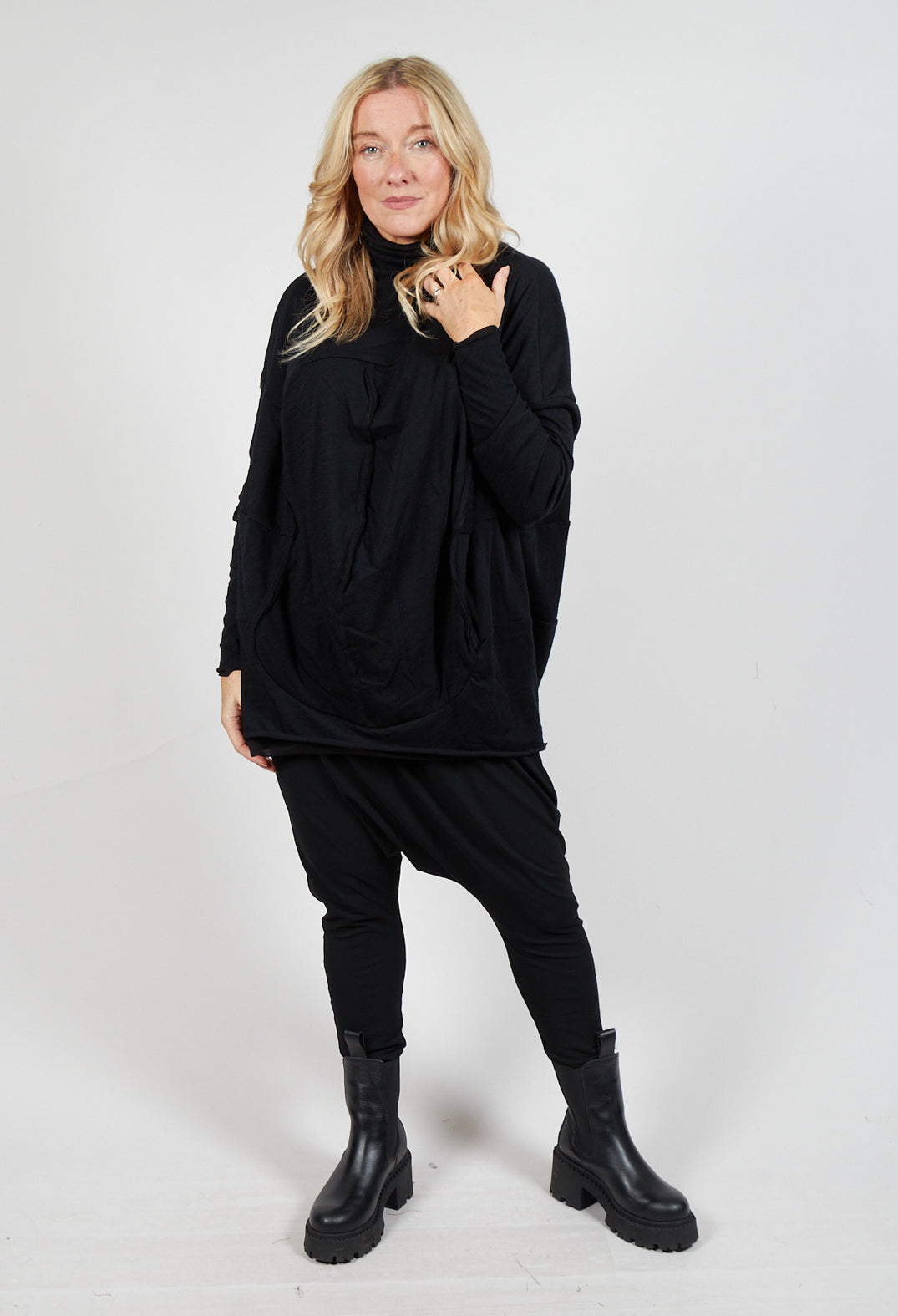 Draped Top in Black Black