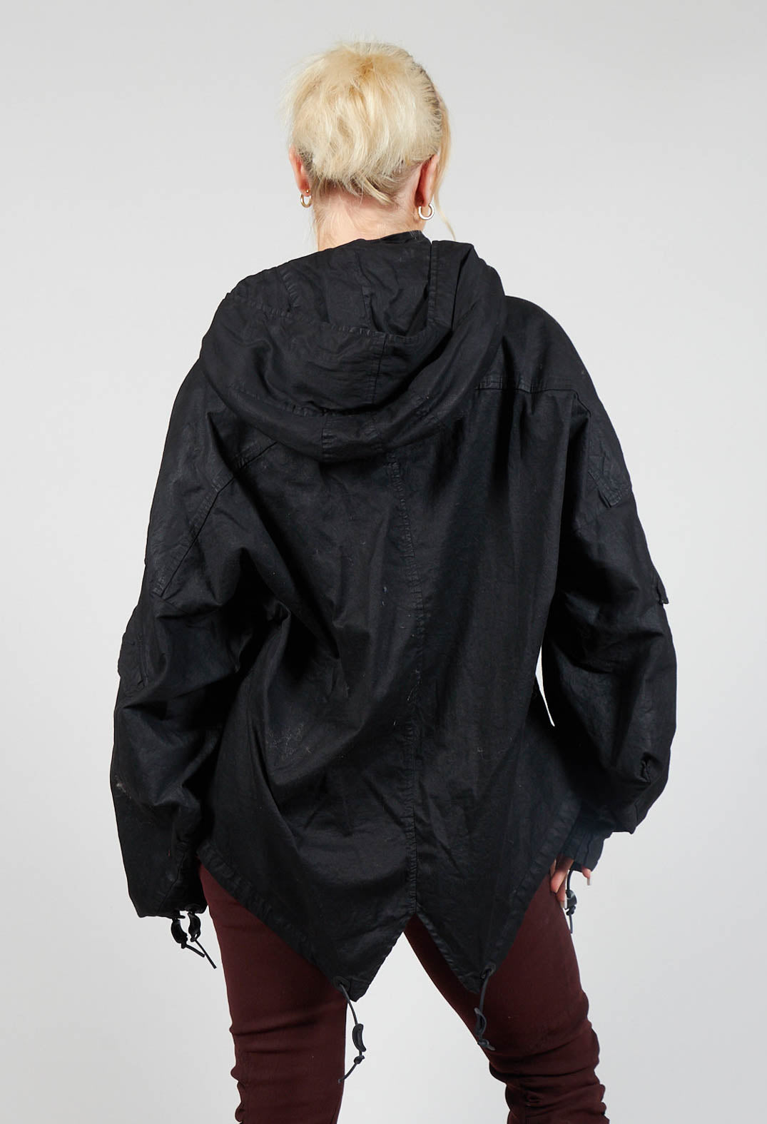 Drawstring Cropped Jacket in Black