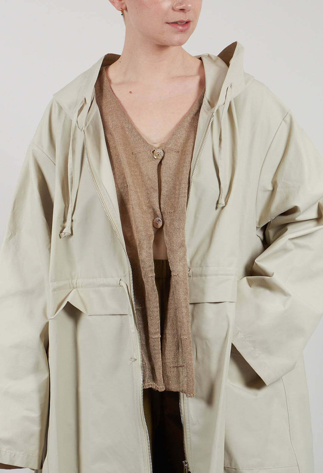 Drawstring Parka Coat in Mastice