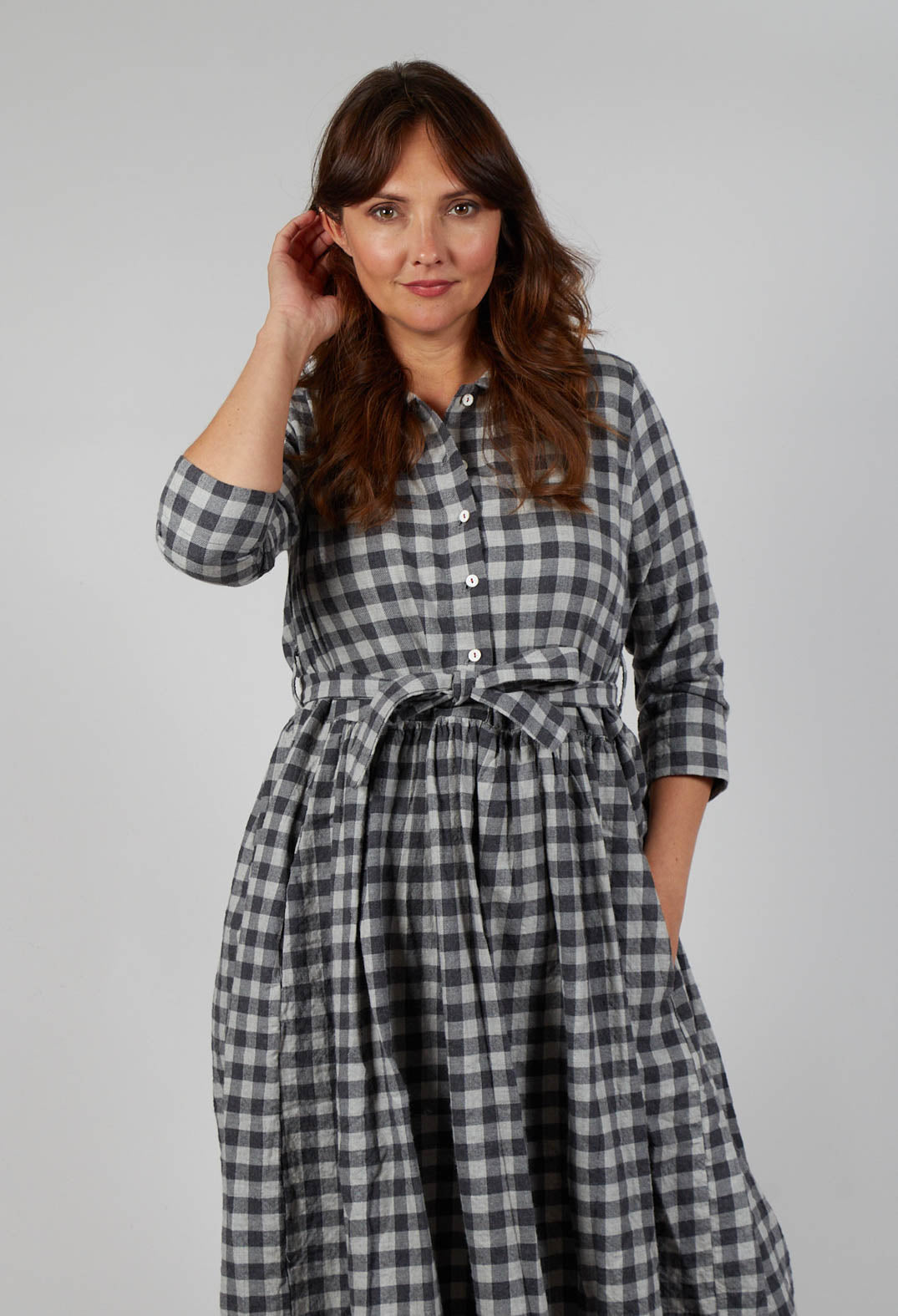 Hannoh Wessel Dress Dalia in Grey Check | Olivia May