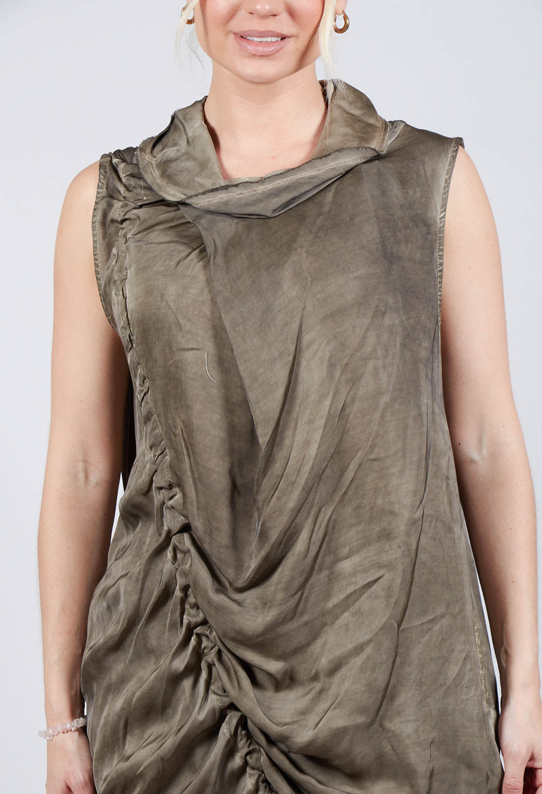 Dress in Raso di Viscosa Green Tuscany
