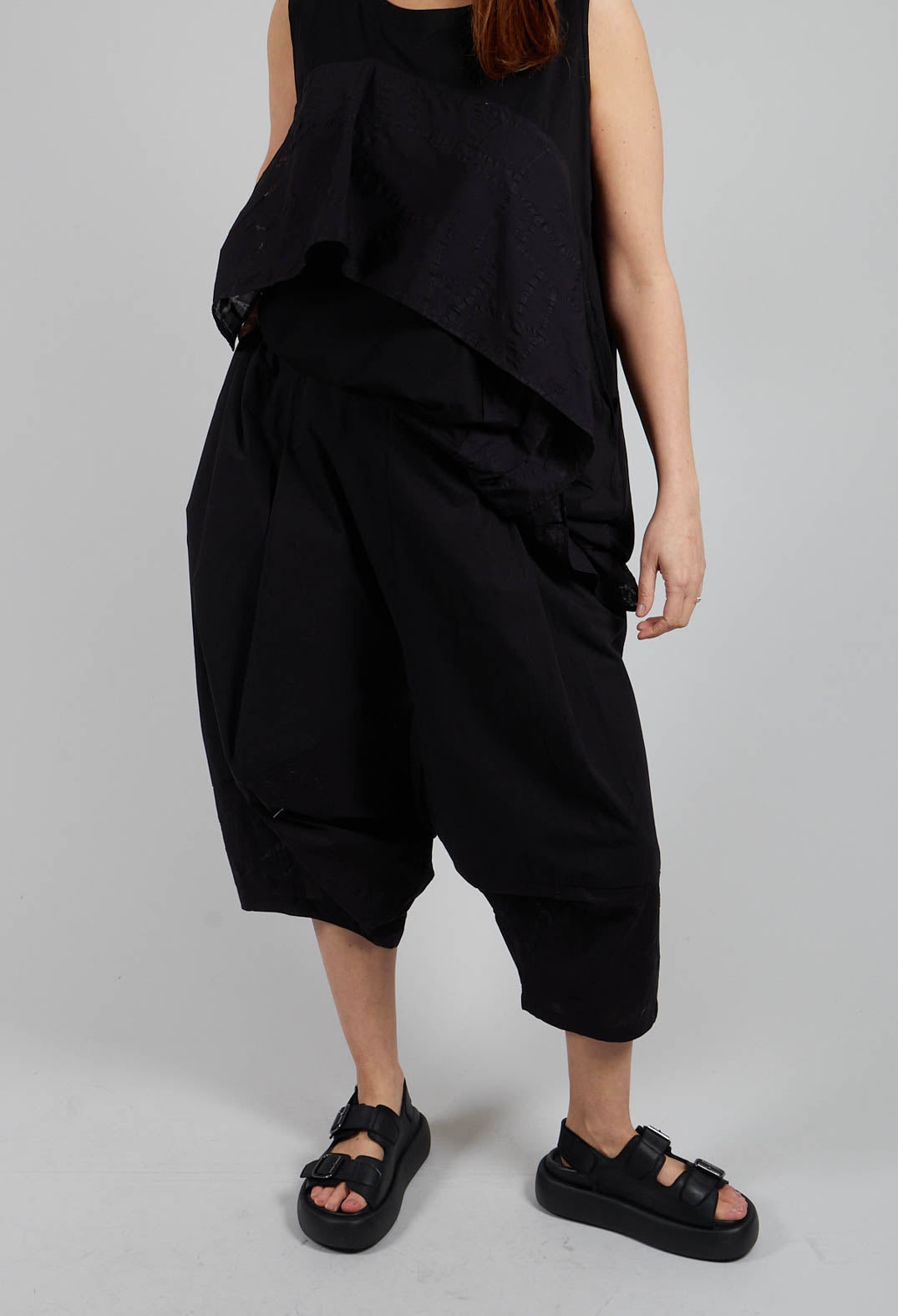 Drop Crotch Balloon Trousers in Black