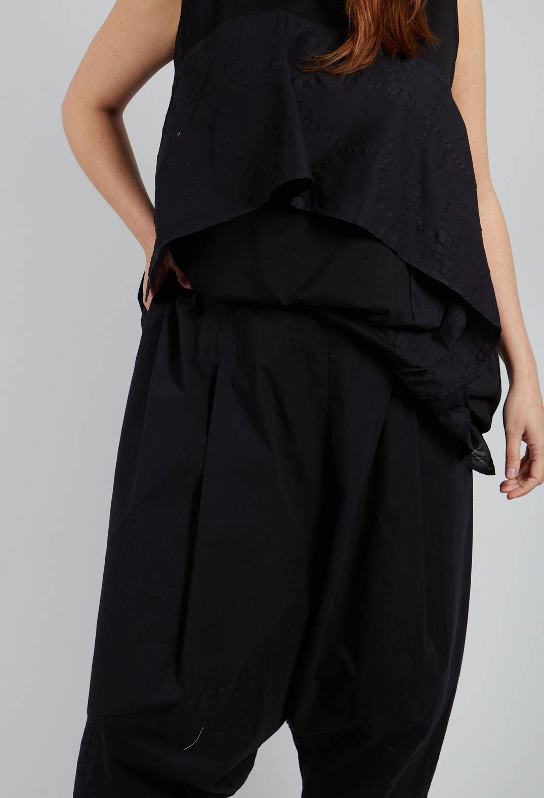 Drop Crotch Balloon Trousers in Black