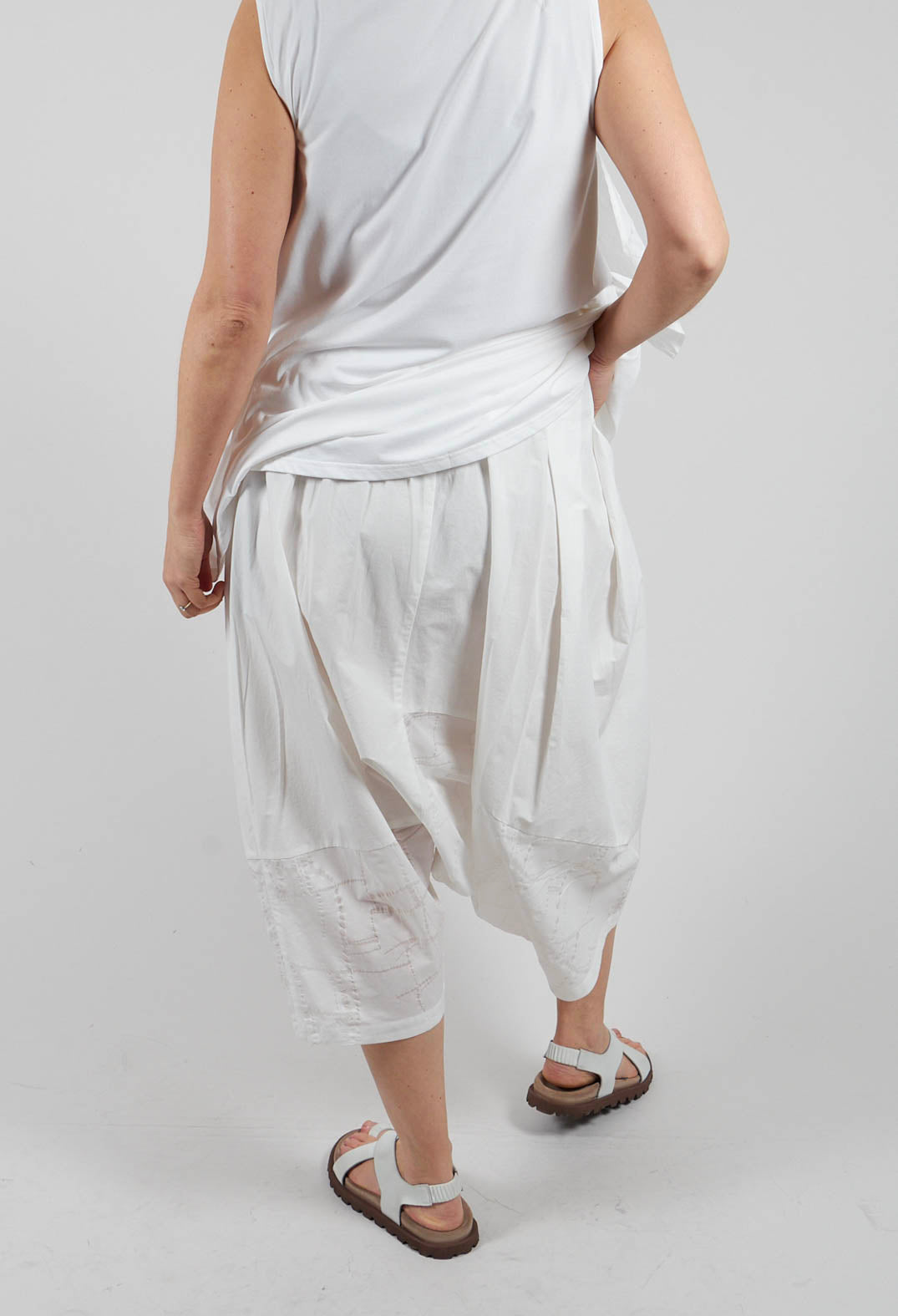 Drop Crotch Balloon Trousers in White