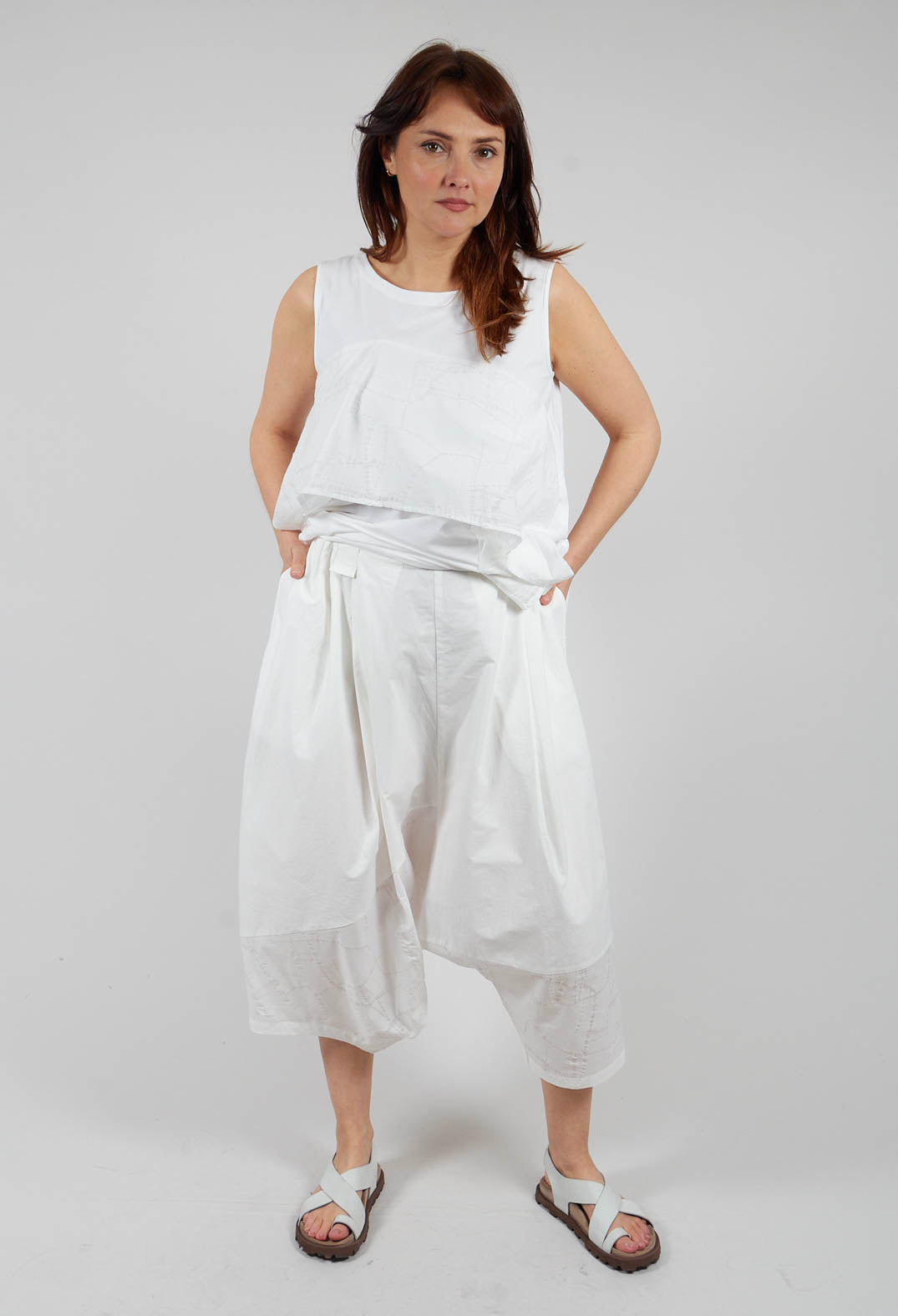Drop Crotch Balloon Trousers in White