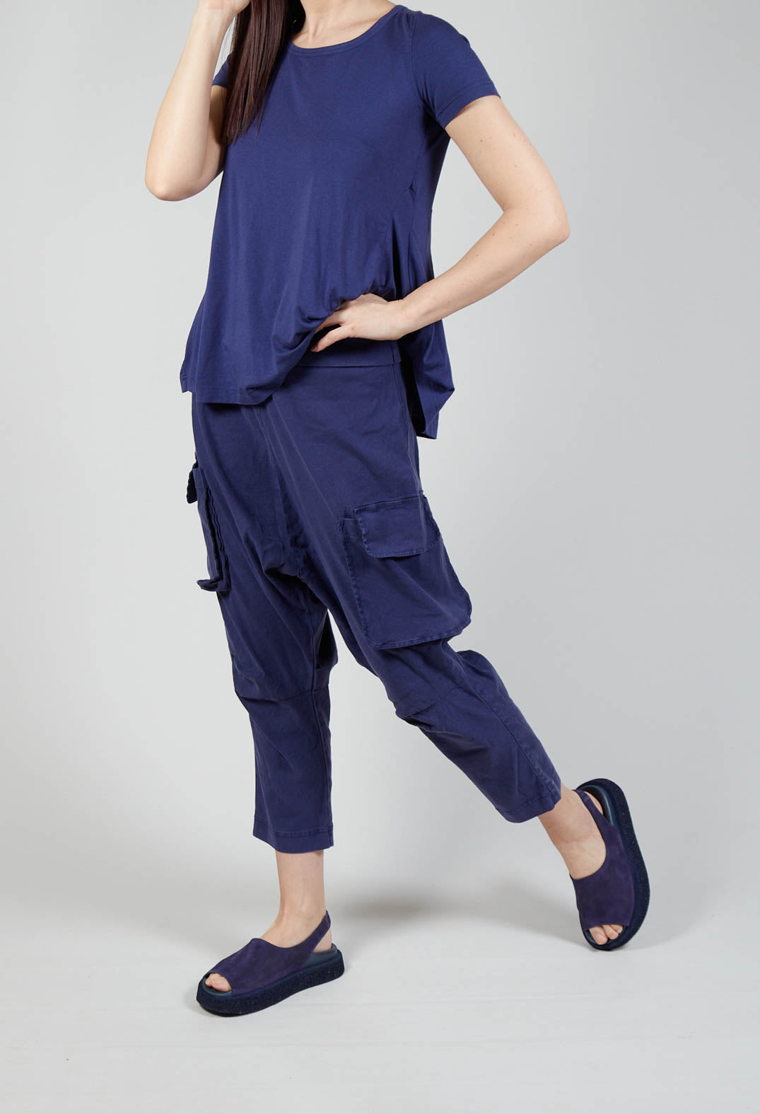 Drop Crotch Cargo Style Trousers in Azur