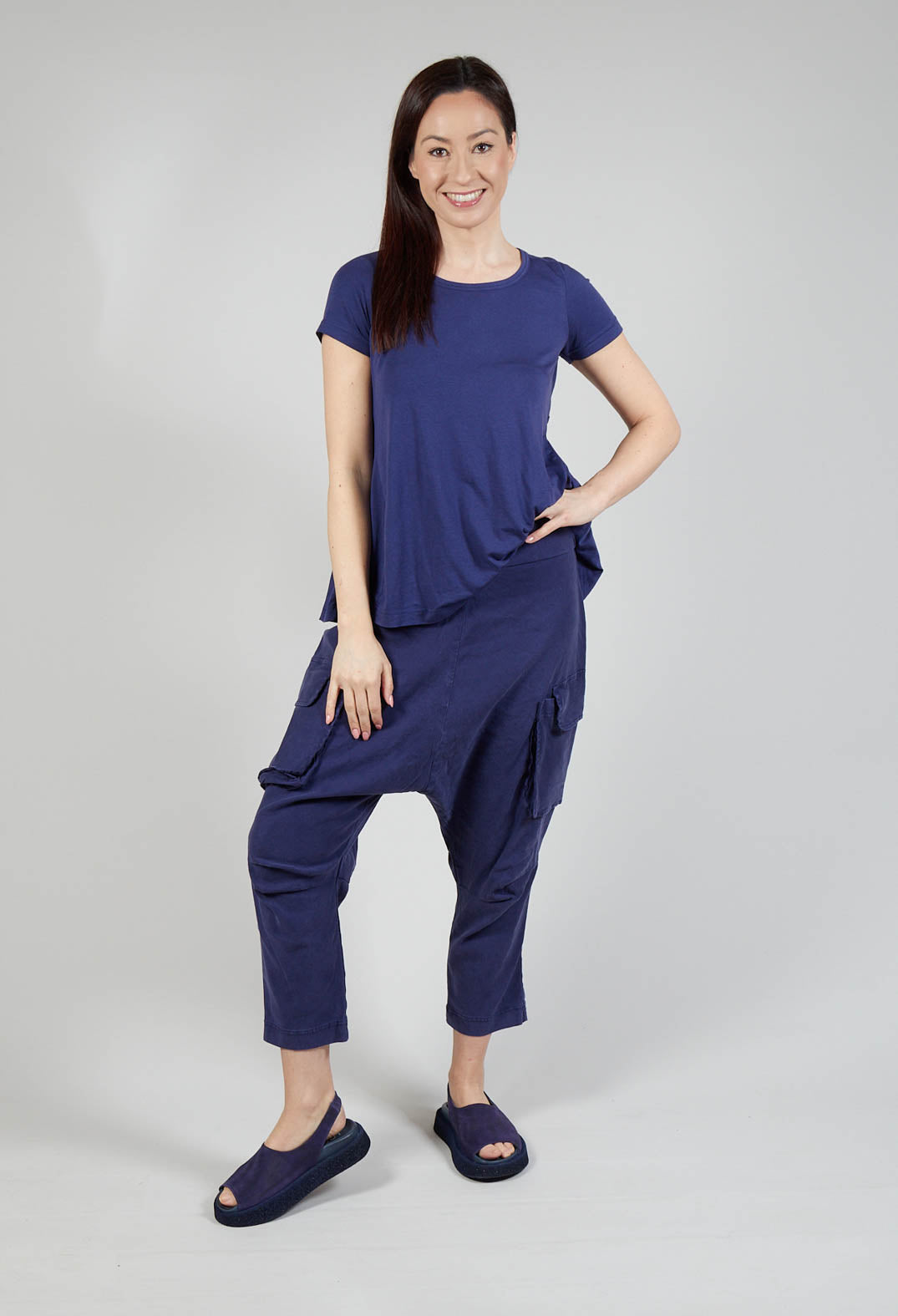 Drop Crotch Cargo Style Trousers in Azur