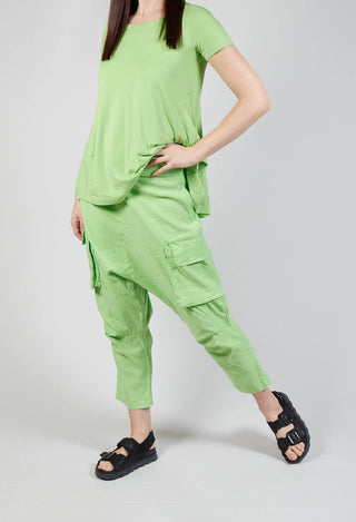 Drop Crotch Cargo Style Trousers in Lime