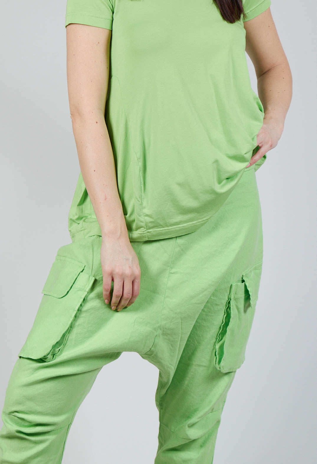 Drop Crotch Cargo Style Trousers in Lime