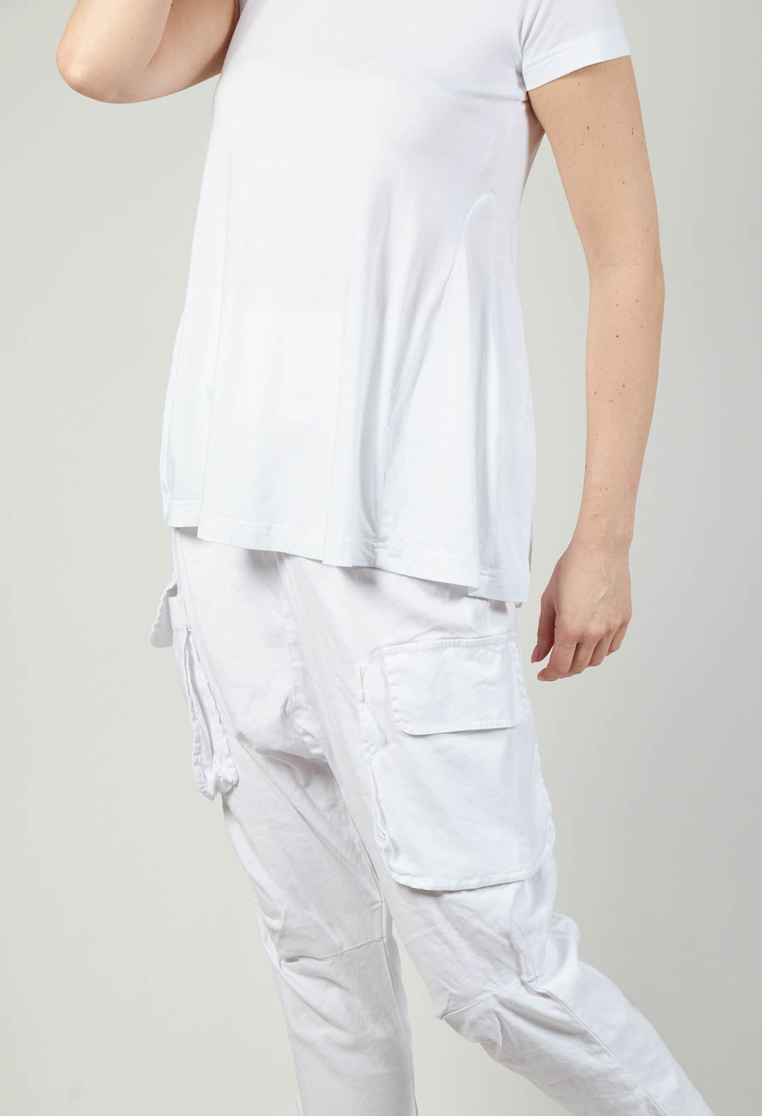 Drop Crotch Cargo Style Trousers in White