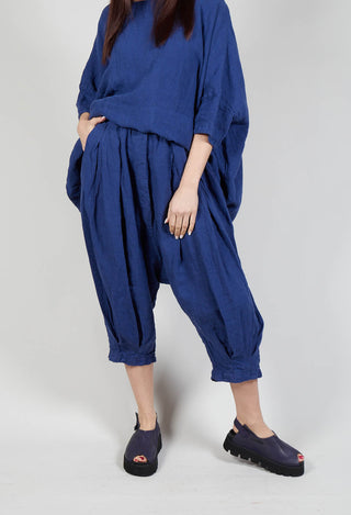 Drop Crotch Linen Trousers in Azur