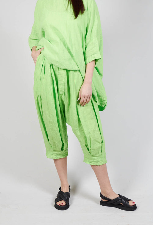 Drop Crotch Linen Trousers in Lime